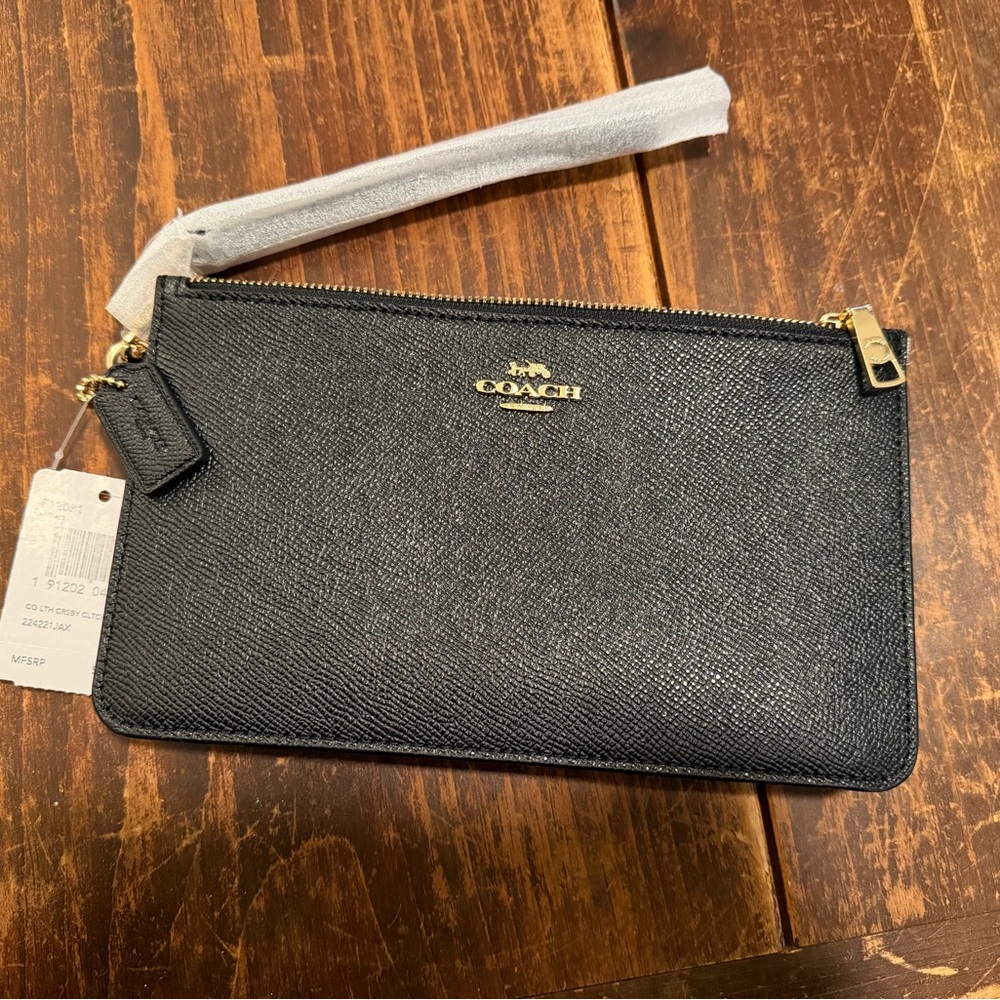 Coach Textured Black Clutch NWT